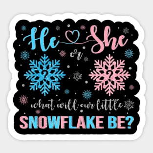 He Or She What Will Our Little Snowflake Be Gender Reveal Christmas Sticker